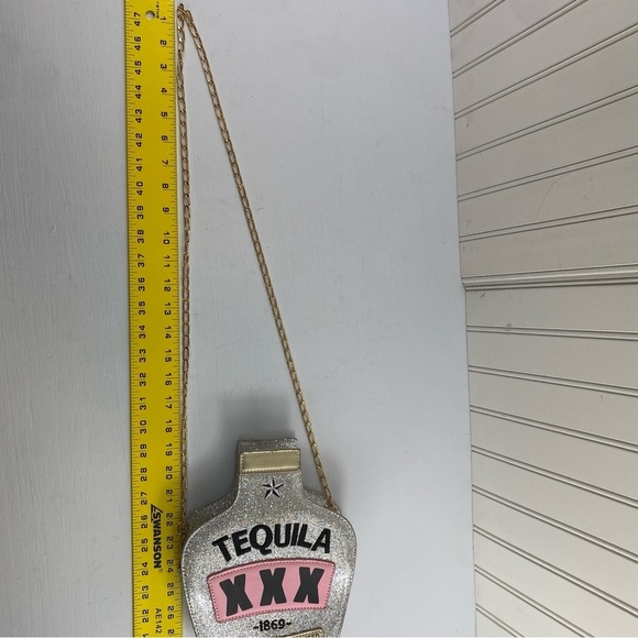 Crossbody Novelty Tequila Sparkly Silver Bag Purse Zip Close Crossbody - Picture 11 of 16